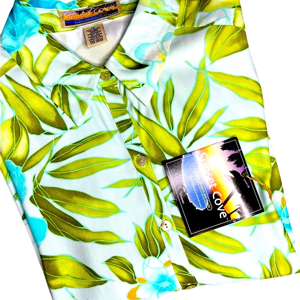 NWT Sunset Cove Leafy Button-Up Hawaiian shirt‎ Size 1X